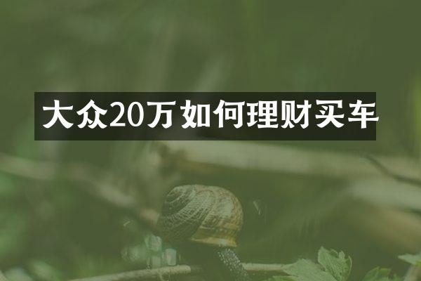 大众20万如何理财买车