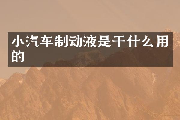 小汽车制动液是干什么用的