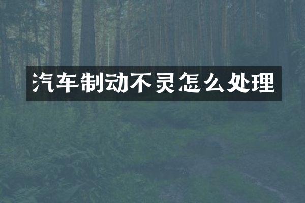 汽车制动不灵怎么处理