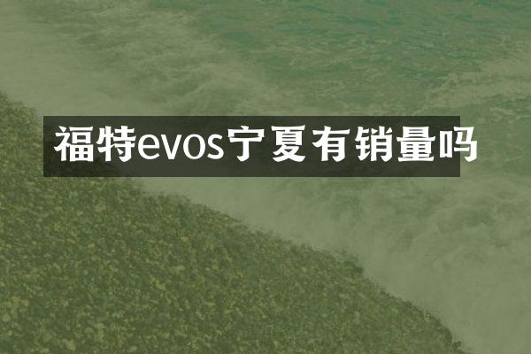 福特evos宁夏有销量吗