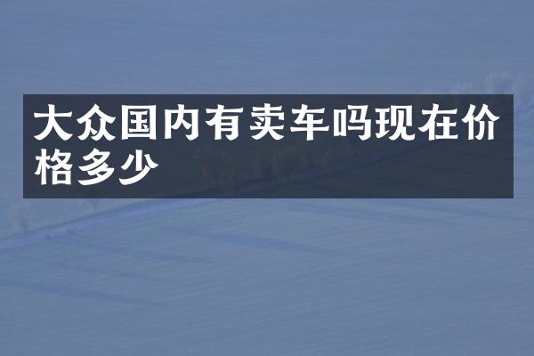 大众国内有卖车吗现在价格多少