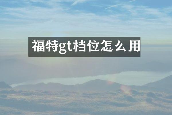 福特gt档位怎么用