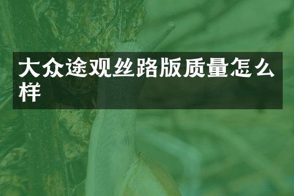 大众途观丝路版质量怎么样