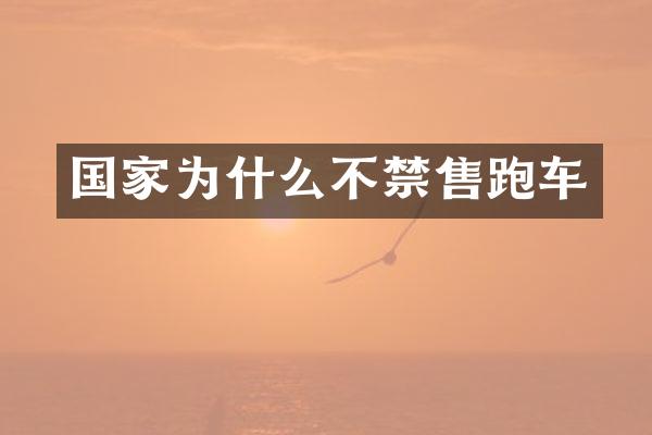 国家为什么不禁售跑车