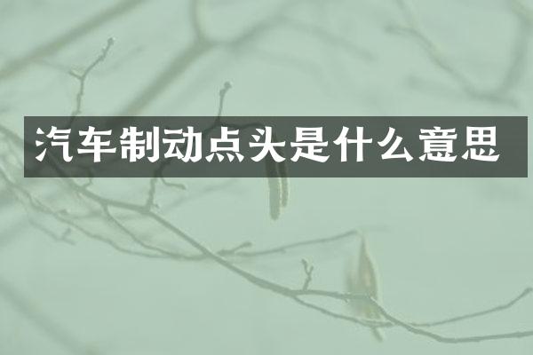 汽车制动点头是什么意思