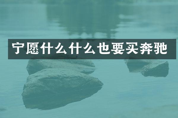 宁愿什么什么也要买奔驰