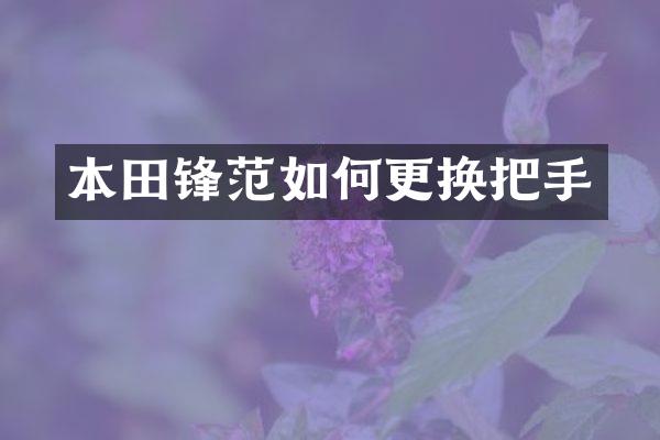 本田锋范如何更换把手