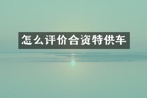 怎么评价合资特供车