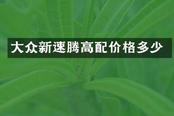 大众新速腾高配价格多少