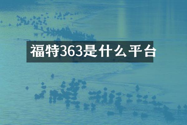 福特363是什么平台