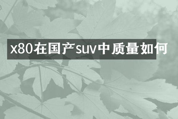 x80在国产suv中质量如何