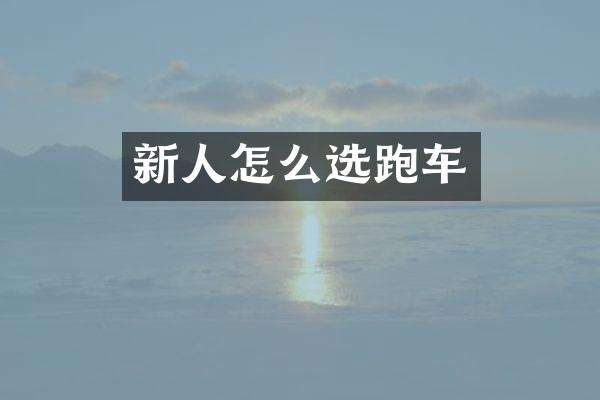 新人怎么选跑车