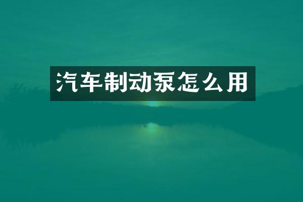 汽车制动泵怎么用