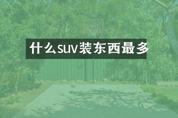 什么suv装东西最多