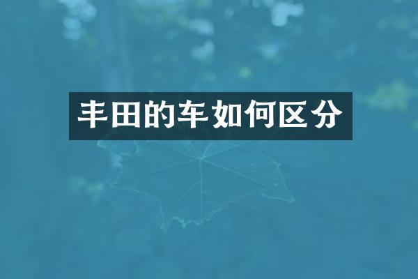 丰田的车如何区分
