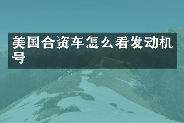 美国合资车怎么看发动机号