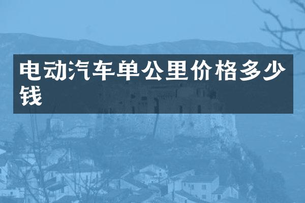 电动汽车单公里价格多少钱