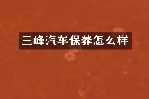 三峰汽车保养怎么样