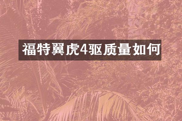 福特翼虎4驱质量如何