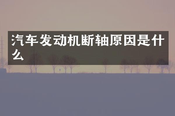 汽车发动机断轴原因是什么