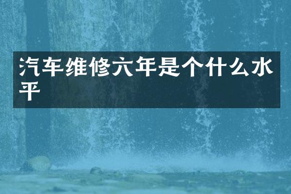 汽车维修六年是个什么水平