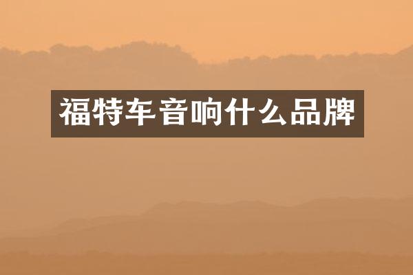 福特车音响什么品牌