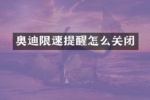奥迪限速提醒怎么关闭