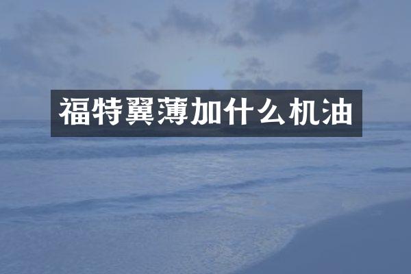 福特翼薄加什么机油