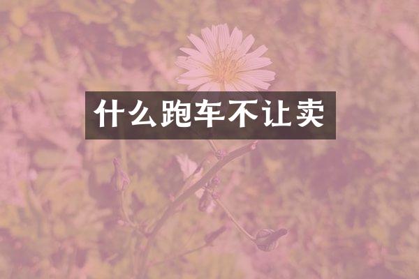 什么跑车不让卖