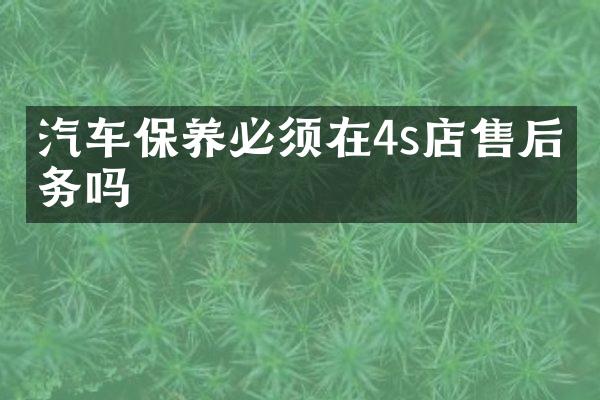 汽车保养必须在4s店售后服务吗