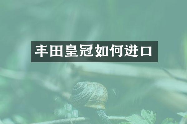 丰田皇冠如何进口