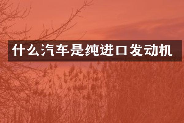 什么汽车是纯进口发动机