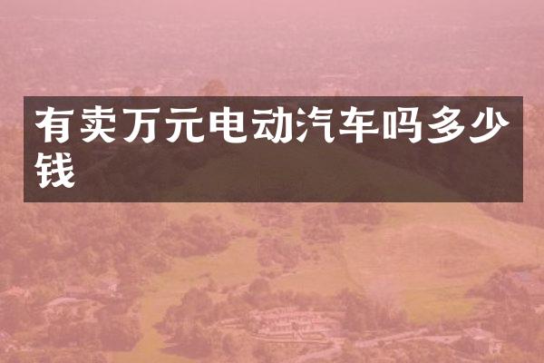 有卖万元电动汽车吗多少钱