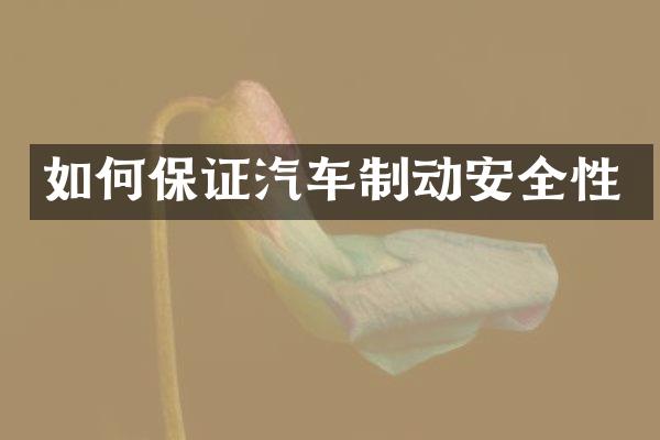 如何保证汽车制动安全性