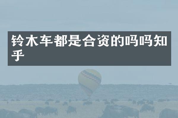 铃木车都是合资的吗吗知乎