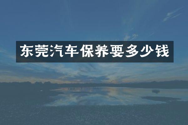 东莞汽车保养要多少钱