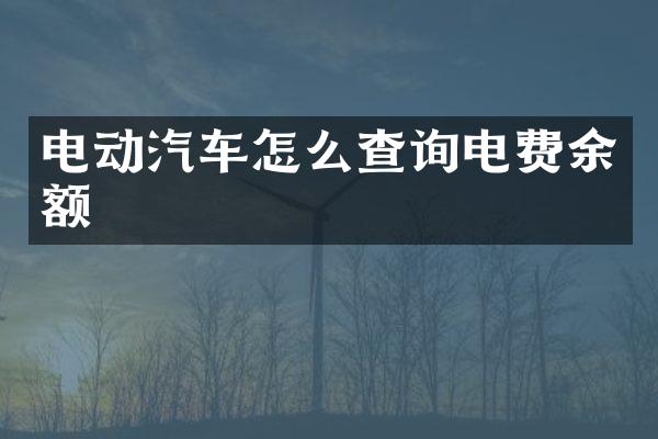 电动汽车怎么查询电费余额