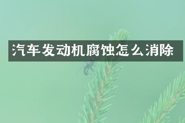汽车发动机腐蚀怎么消除