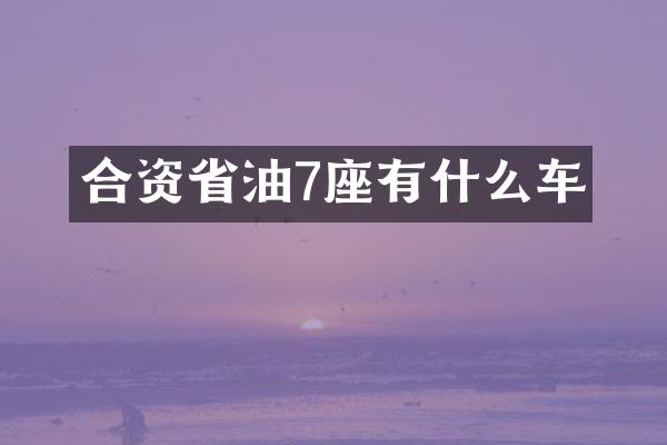 合资省油7座有什么车