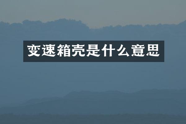 变速箱壳是什么意思
