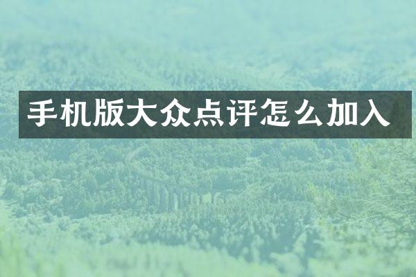 手机版大众点评怎么加入