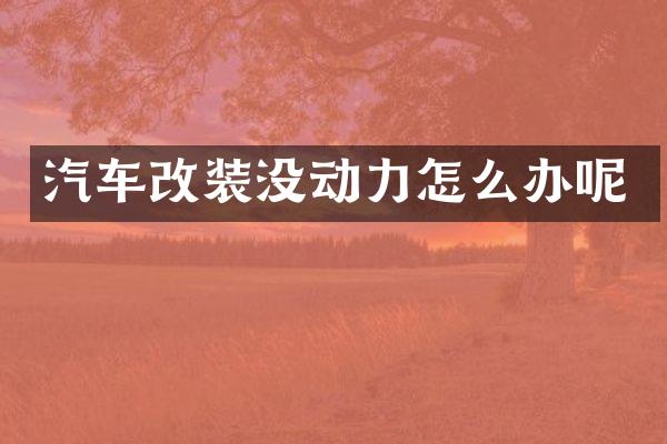 汽车改装没动力怎么办呢