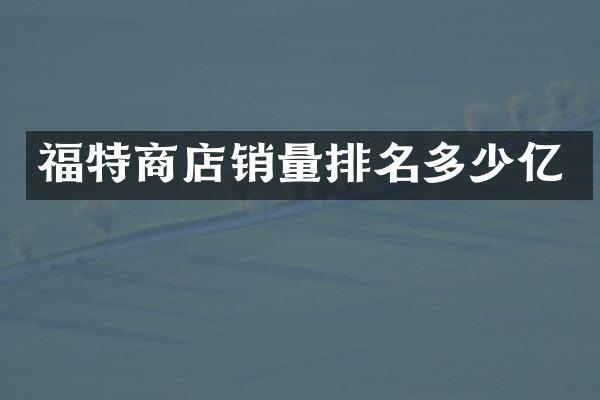 福特商店销量排名多少亿