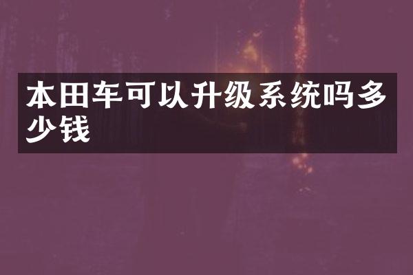 本田车可以升级系统吗多少钱