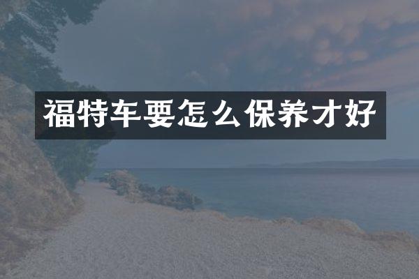 福特车要怎么保养才好