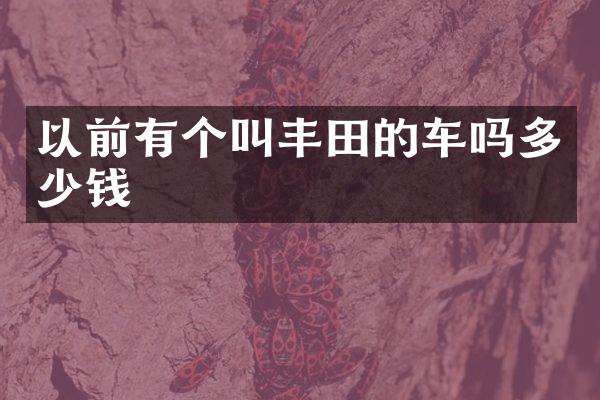 以前有个叫丰田的车吗多少钱