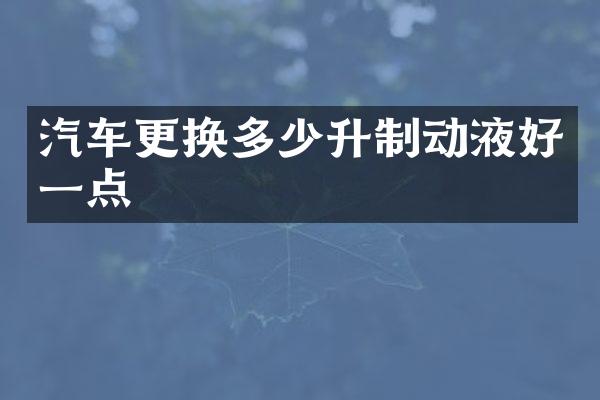 汽车更换多少升制动液好一点