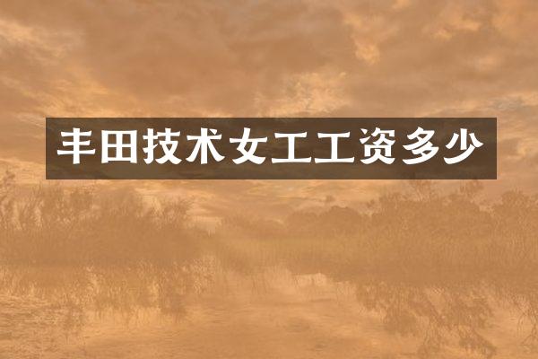 丰田技术女工工资多少