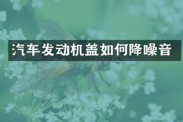 汽车发动机盖如何降噪音