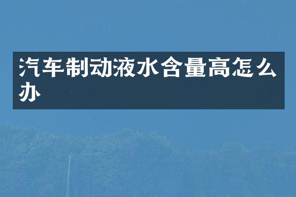 汽车制动液水含量高怎么办